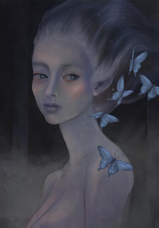 Drömskt porträtt av en eterisk kvinna