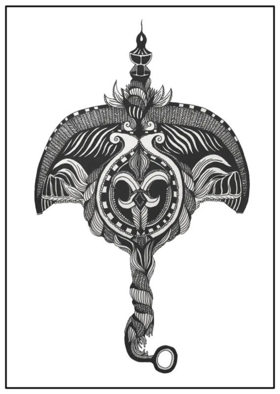 BILD PÅ EN FORM MED MÖNSTER OCH VÄXTLIGHET MYSTIK SYMBOLISM REDAKTIONELL ILLUSTRATION