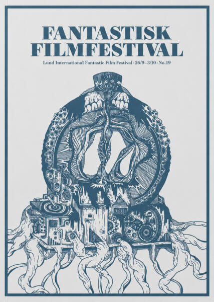 OMSLAGSBILD AV KATALOG FILMFESTIVAL MASKIN RÖTTER FILM 