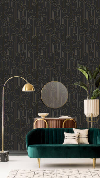 Mörk tapet i Art Deco inspirerad inredning