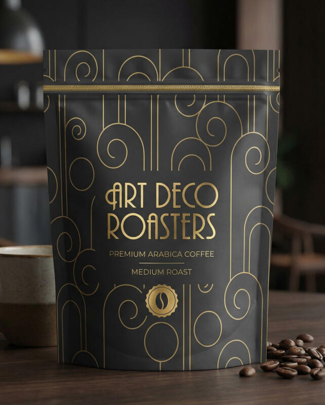 En art deco inspirerad förpackning för kaffe