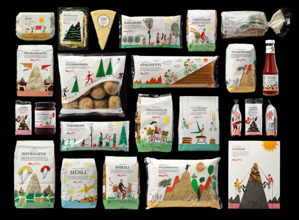 Illustrationer till GOTT LIV förpackningsdesign, nyttiga produkter för aktiva människor