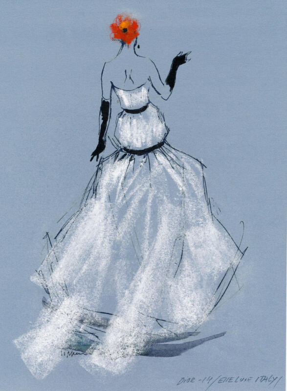 Dior.  Pastell .Brud. Fashion. Modeillustration.