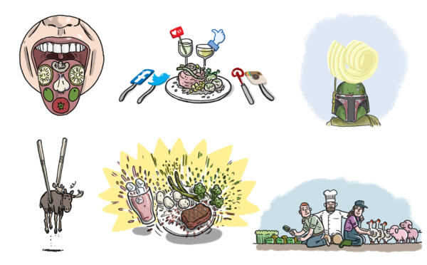 Illustration, mat, food