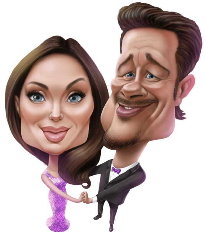 Angelina Jolie, Brad Pit caricatures