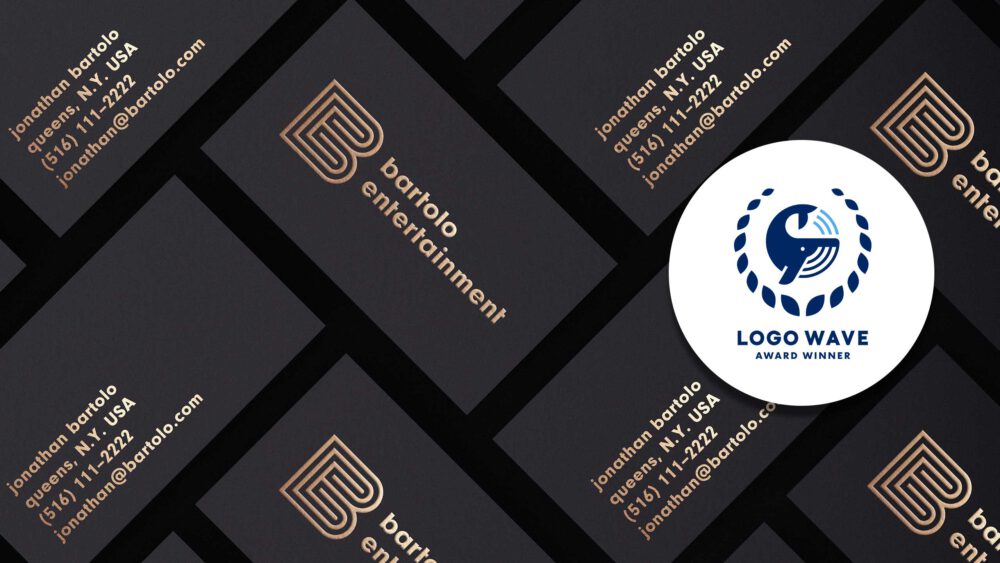 Bild av visitkort med logotypen för Bartolo Entertainment applicerad. 
