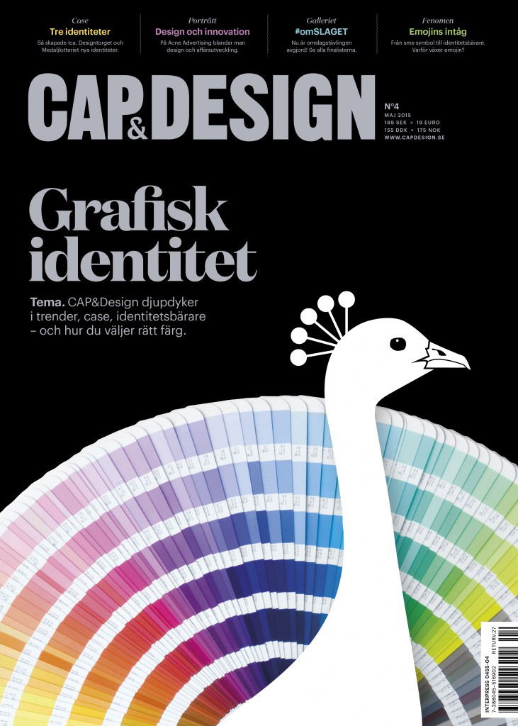 Grafisk identitet visualiserad med pantonefjäder och påfågelpictogram