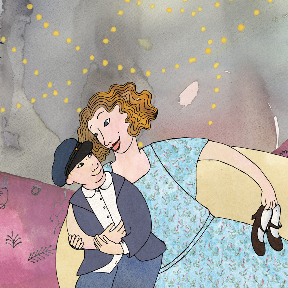 En liten pojke och hans mamma åker linbana på Liseberg invigningsåret 1923. De har roligt och tittar kärleksfullt på varanda. Båda är uppklädda, mamma håller sina fina skor i handen.