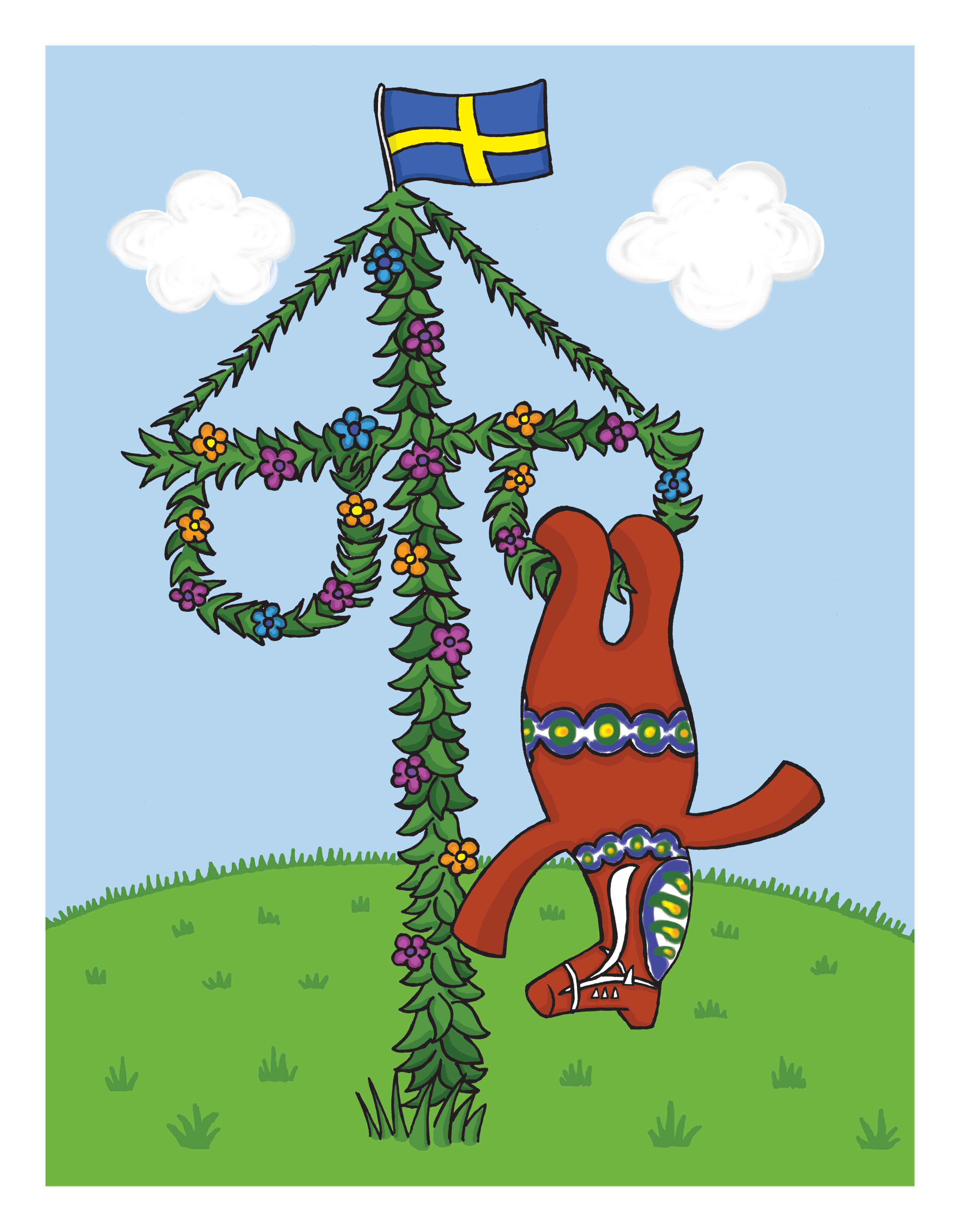 Dalahäst spelar fiol.