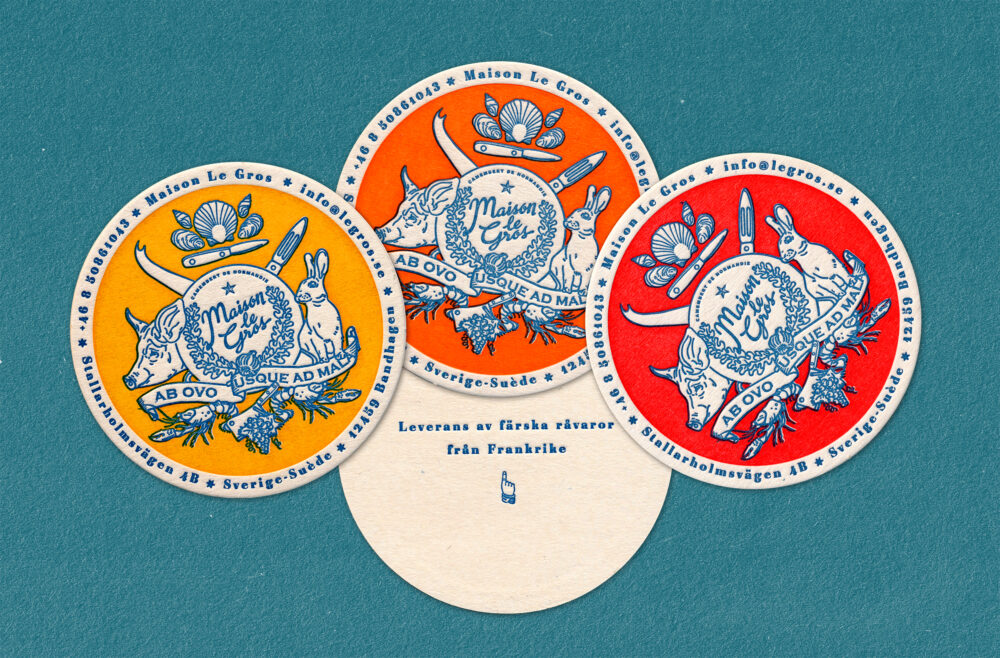 Coasters. Letterpress print on beer coaster, printed at Lilla Tryckeriet in Stockholm