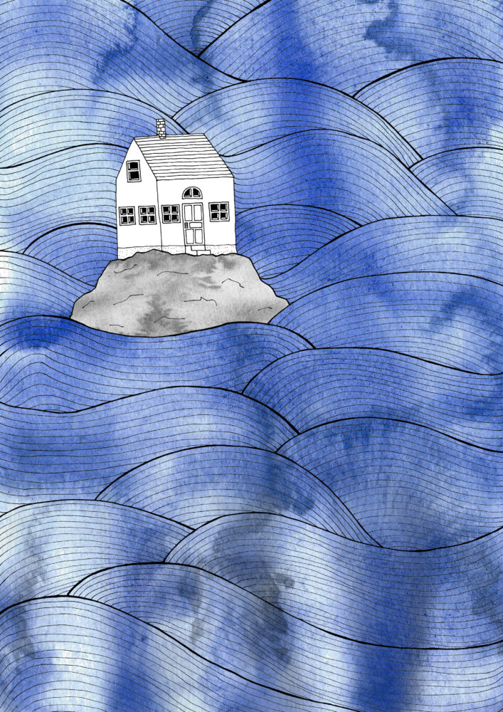 Small House Big Ocean av Hedvig Wallin, stormigt motiv som på ett underligt vis skänker lugn och harmoni åt ett rum.  
