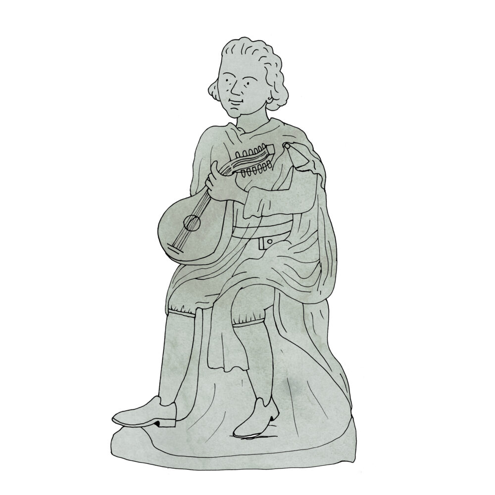 Illustration av en staty av Bellman
