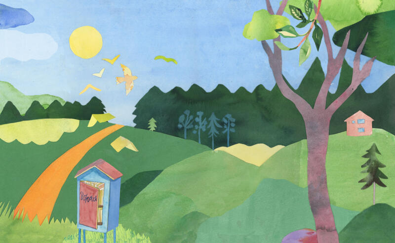 Landsbygd. Redaktionell illustration. 
