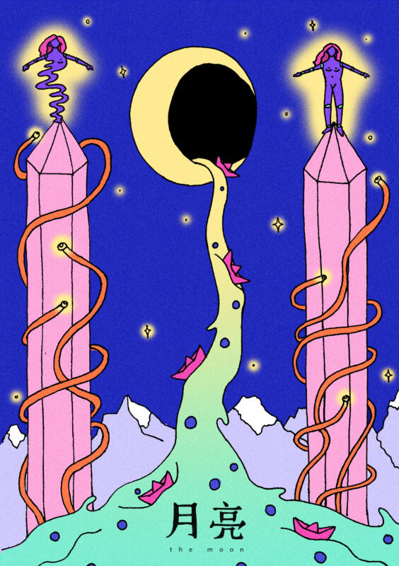 Illustration of tarot cards the moon