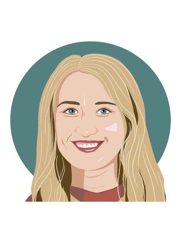 två illustrationer av unga kvinnor med ljust hår