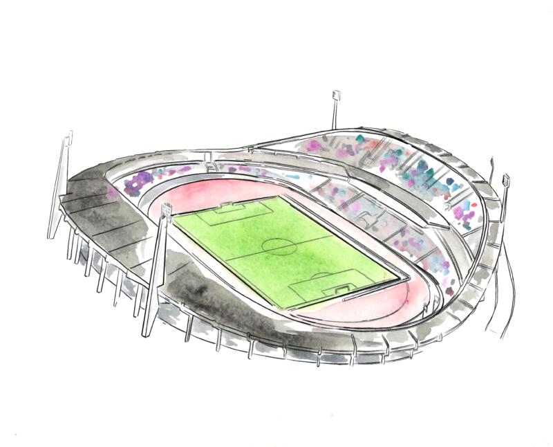 Illustration i akvarell, till bok om ledarskap. Arena. 