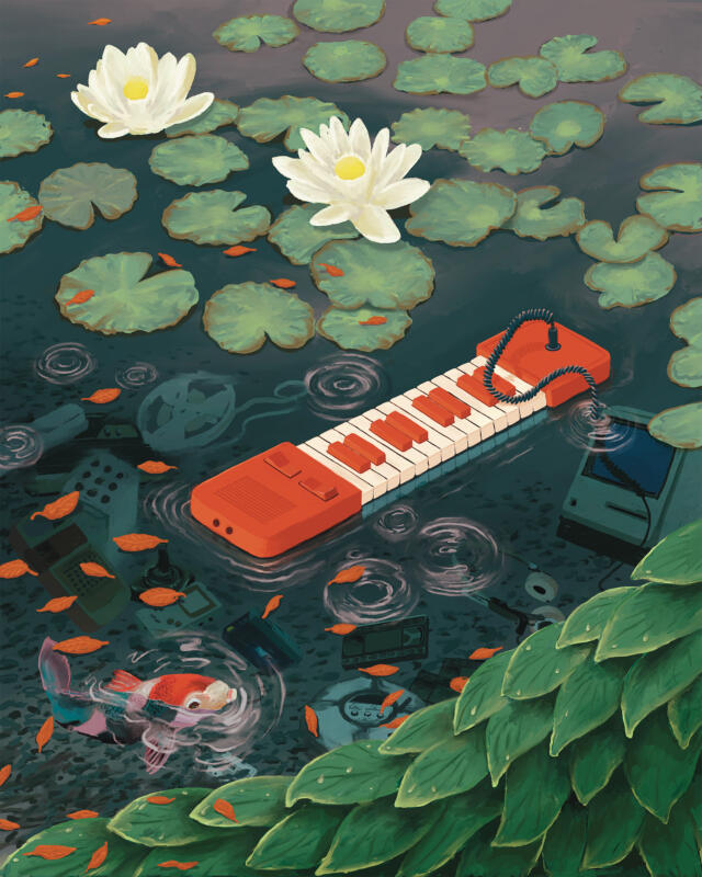 Strange synth floating in pond