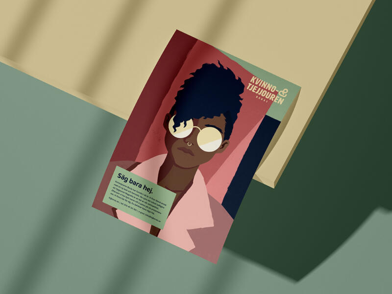 Mockup av affisch med illustration av kvinna