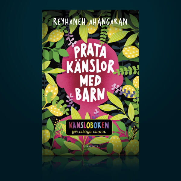 Omslagsbild. Illustration på en rosa silhuett av ett barnhuvud omgivet av olika gröna växter. 
