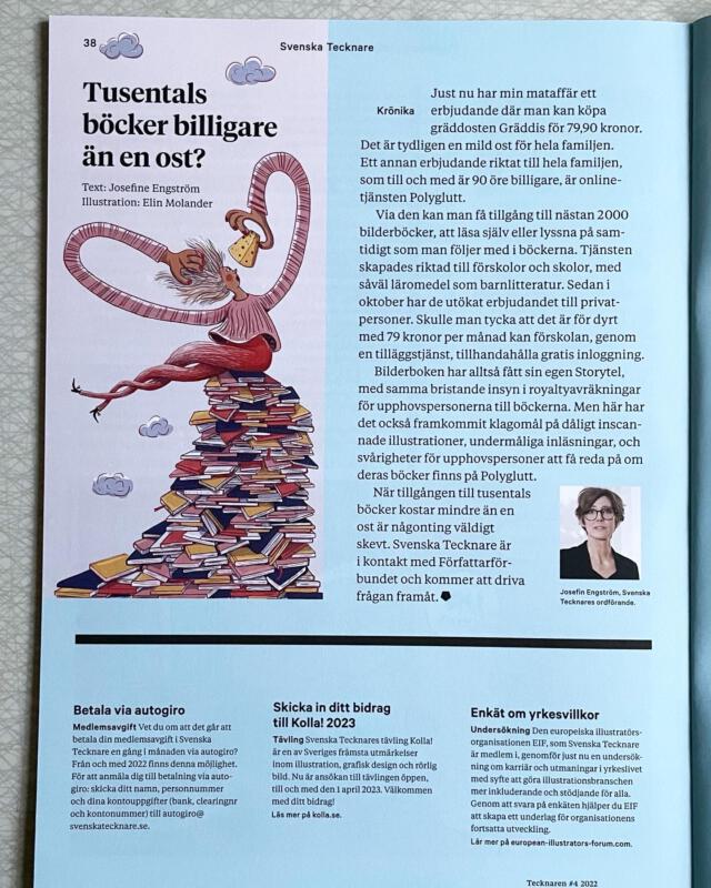 foto på tidningen tecknaren med illustration av krönikan Tusentals bilder billigare än ost