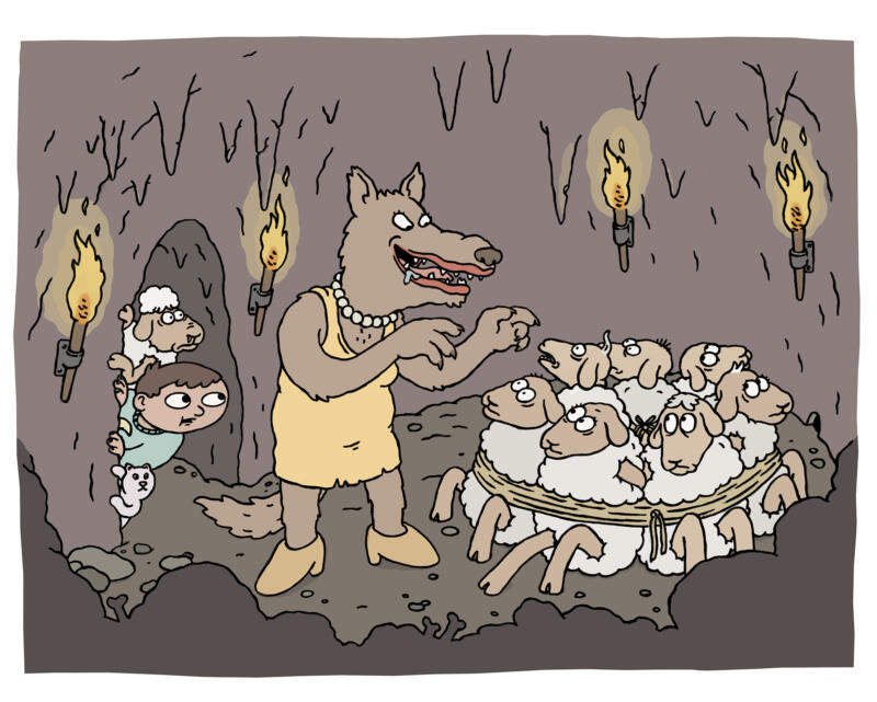 Barnbok, saga, varg, får, pixibok, barn, äventyr, godnattsaga