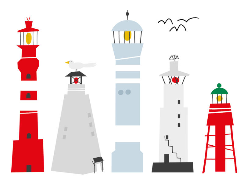 Illustration av olika fyrar.