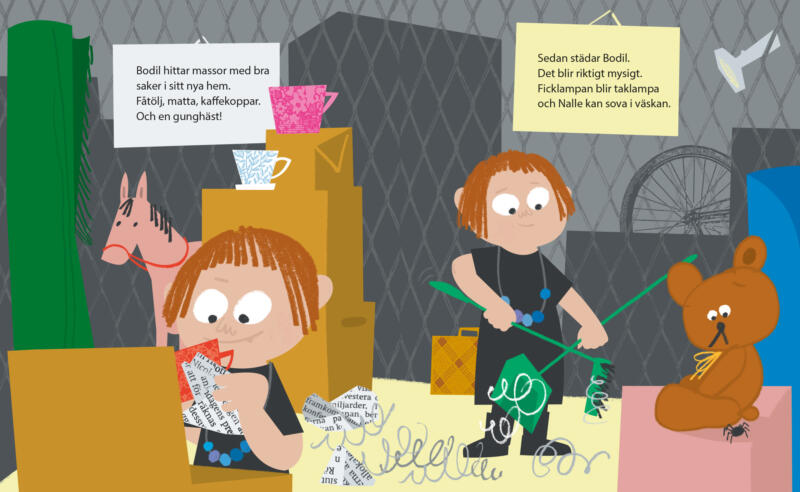 Illustration bilderbok barn som leker.