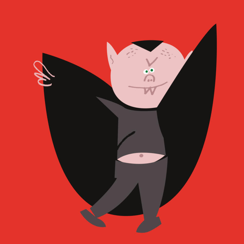 Illustration av barn utklädd till Dracula.