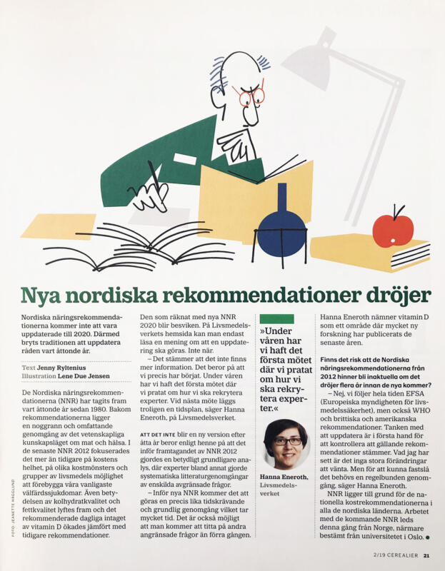 Illustration av forskare vid arbetsbordet med böcker.