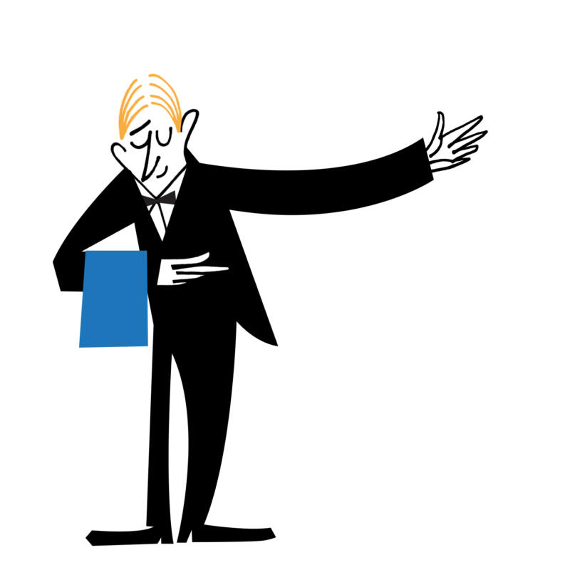 Illustration av servitör.
