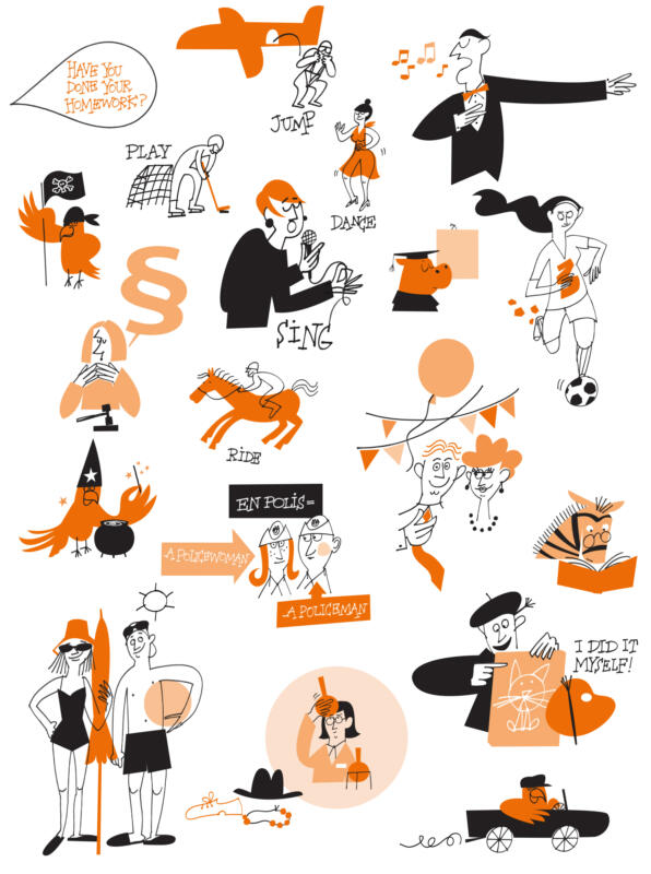 Illustrationer för läromedel.