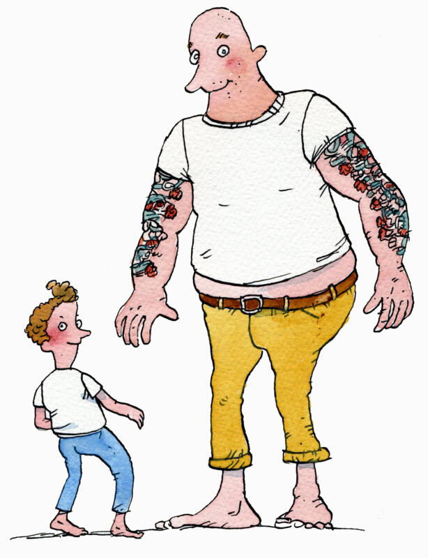 Bosses pappa har tatueringar men är mycket snäll.
