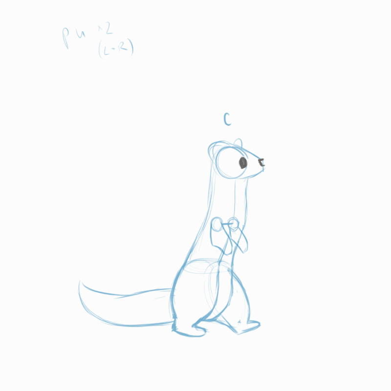 process from sketch to finished weasel character walkcycle