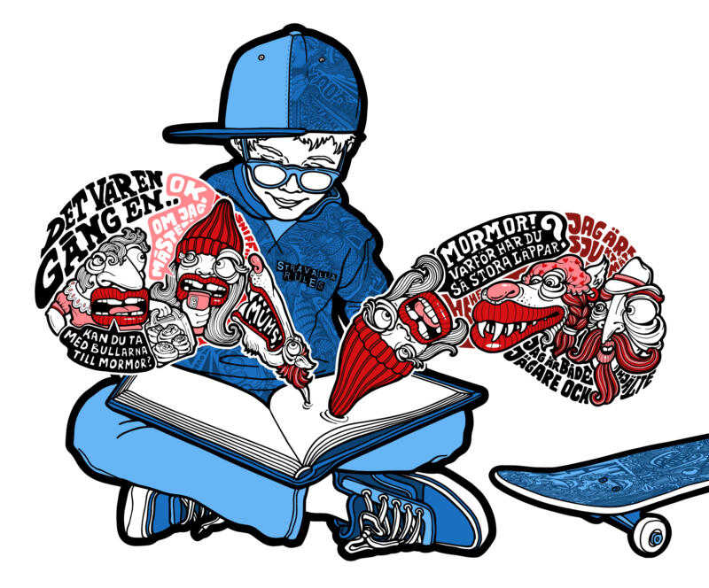 Illustrationer som tryckts i storformat och sedan monteras på en buss/fordonsytor.