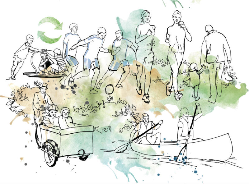 illustration med akvarell över människor