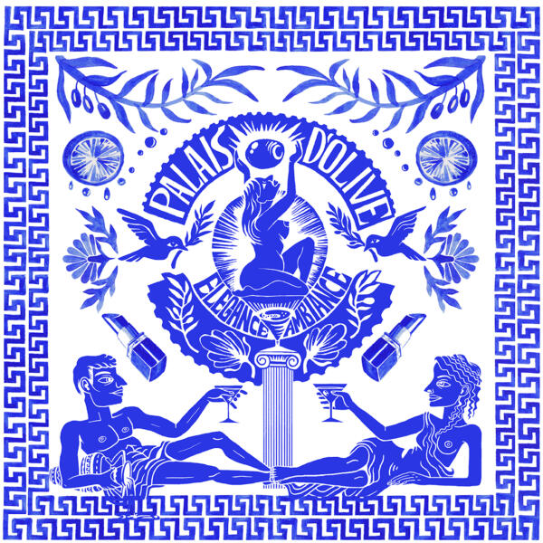 scarf with greek motif columns and antique architechture