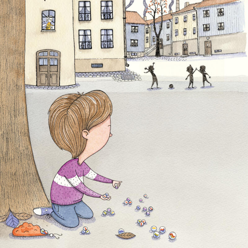 Illustration ur boken Glaskulorna, akvarell