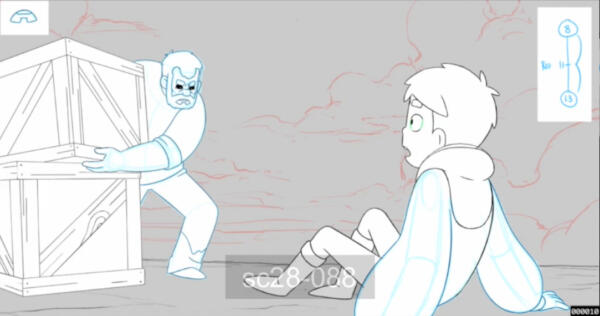 Videoklipp med skissig animation från långfilmen "Nahuel och den magiska boken". Dramatiska scener med huvudpersonen och hans pappa, och skurken som manipulerar sitationen med magi