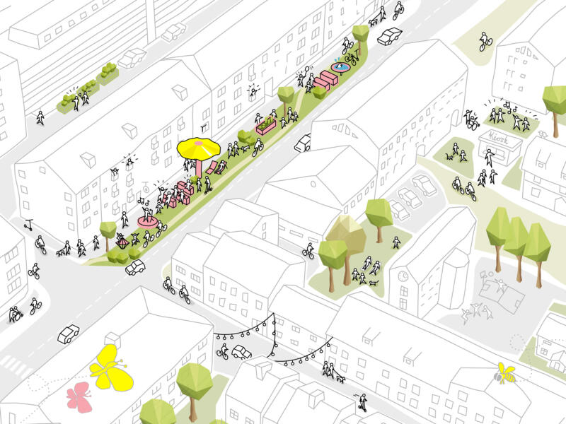 vy över stad i vektorgrafik, stadsutveckling
