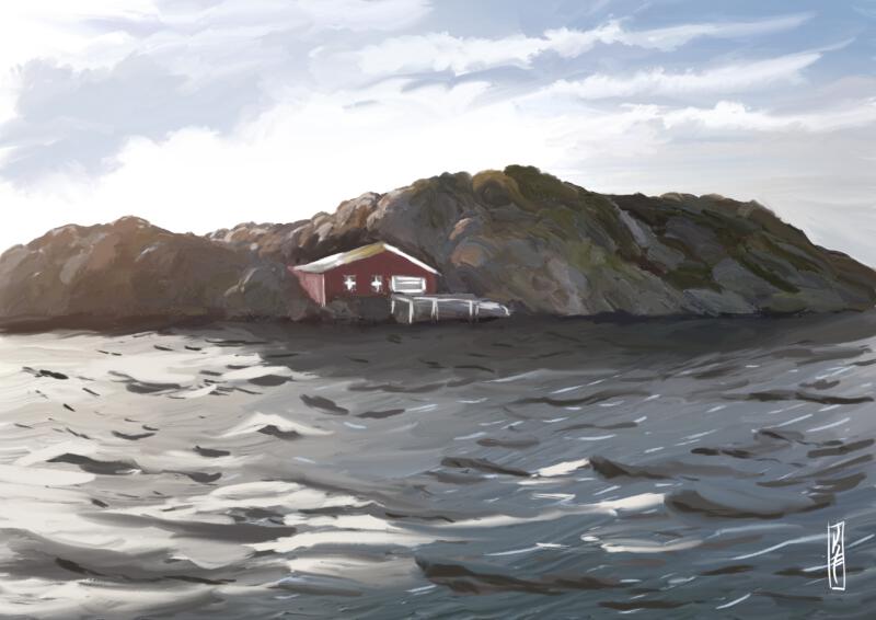 Havsmotiv, Sea, house, by the sea