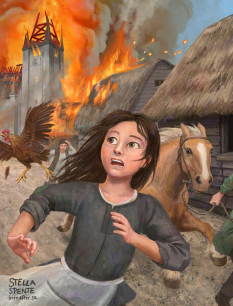 Book cover for a book about a fire in a historic town