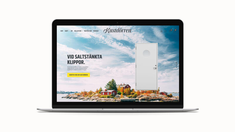 Mockup som visar logotypen applicerad på hemsida