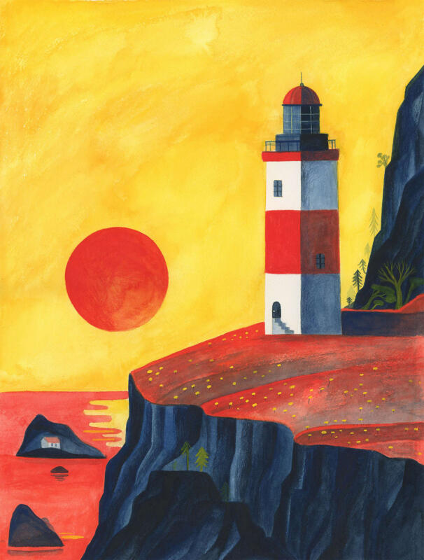 Lighthouse gouache