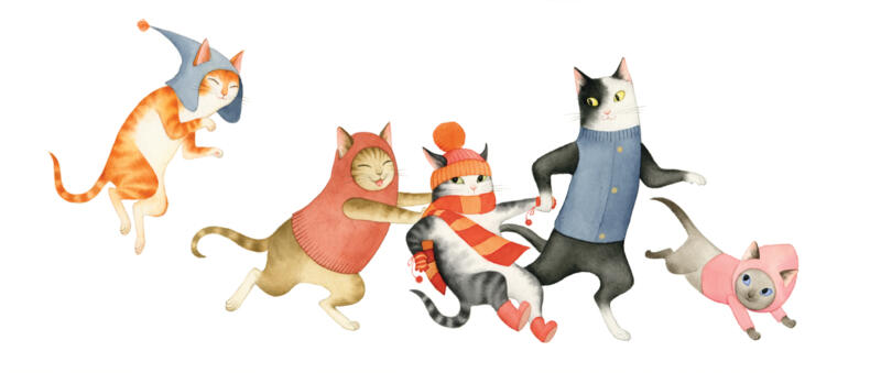 Illustration av kattkompisar