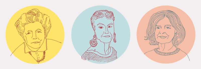 Porträtt på Selma Lagerlöf, Barbro Westerholm och Inga-Britt Ahlenius