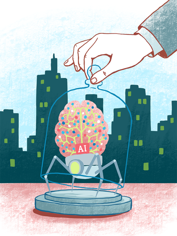 tecknad bild, tecknat, krita, ritad illustration, illustration, svensk illustratör, illustratör, handtecknat, handritat, handritad illustration, storstad, byggnader, teknik, teknisk utveckling, AI, artificiell intelligens, datateknik, robot, teknisk utveckling, framtiden, glaskupa, släppa ut, hand, människa, höghus, skyskrapor, fönster, Procreate, digital illustration, digitalt måleri, digitalt målat, digitalt tecknat, ide, visualisering, krita, pastell, modern