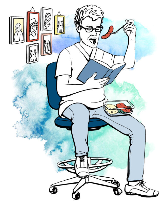 akvarell, tecknad bild, tecknat, vattenfärg, illustration, svensk illustratör, illustratör, handtecknat, handritat, handritad illustration, digital illustration, Procreate, läkare, sjukvård, vård, sjukhus, sjukhusläkaren, tidning, artikel, fördomar, reumatolog