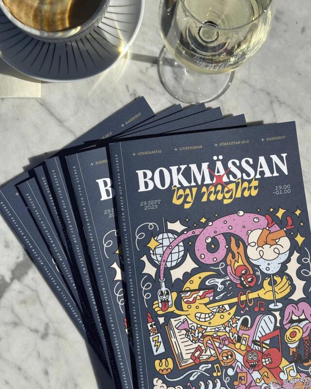 Färdigprintade exemplar av omslagsillustration för Bokmässan by night 2023