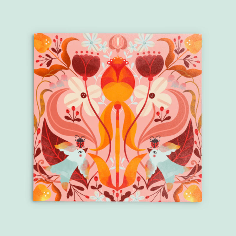 Stationery and textile pattern print design and illustration with birds, berries and leafs.