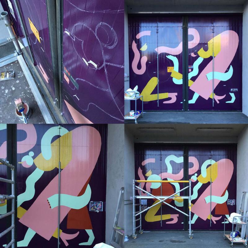 Processbilder på muralmålning